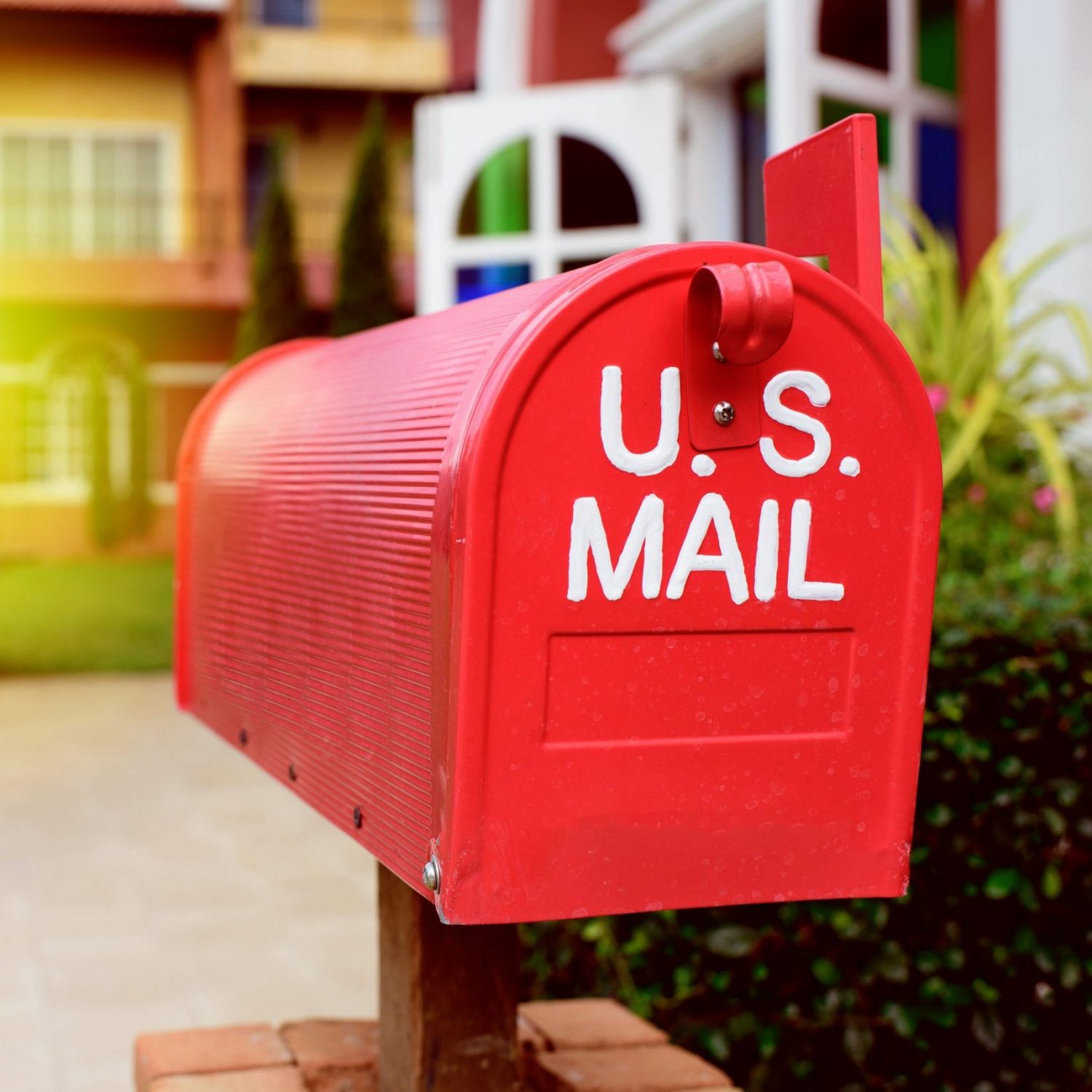 red mailbox labeled U.S. mail to represent direct mail