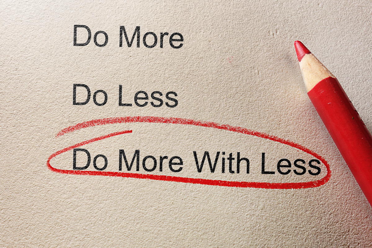 list with do more with less circled in red