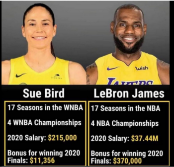 stats comparison of Sue Bird and LeBron James